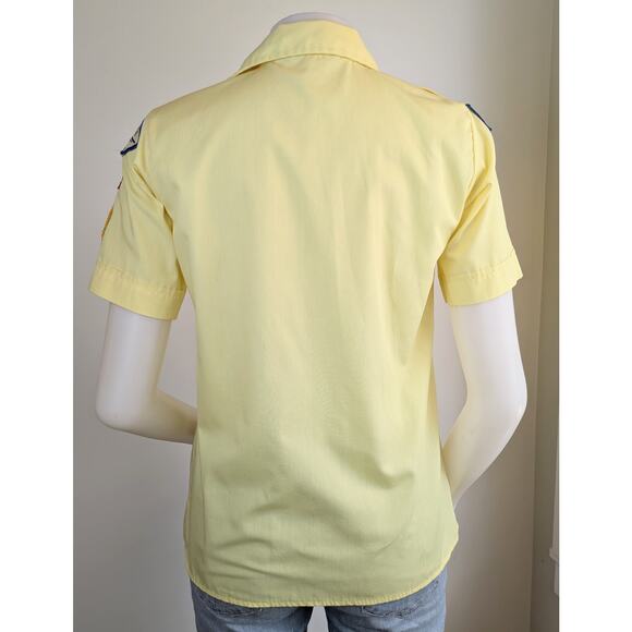 VTG 80s BSA Boy Scouts Womens Den Leader Shirt 8 Yellow Patches Short Sleeve - Picture 7 of 10
